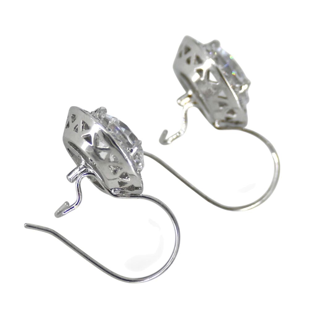 Fantasia by DeSerio Round Cubic Zirconia Elegant Drop Earrings With Box - Picture 5 of 11
